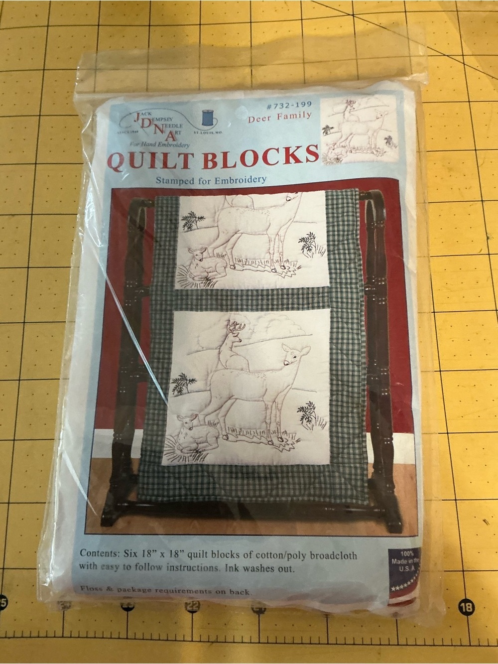 Quilt Blocks Stamped for Embroidery - Deer Family